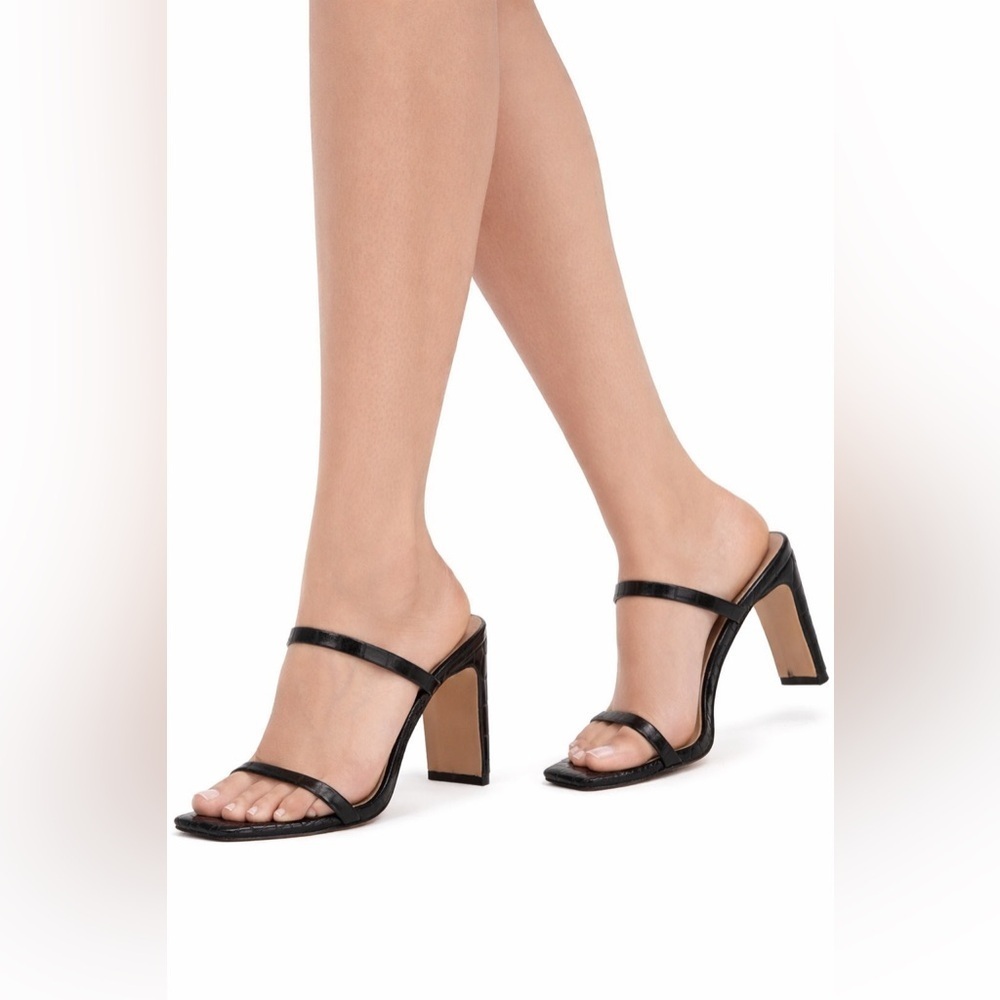 NEW The Drop Women's Avery Square Toe Two Strap High Heeled Sandal Size 9